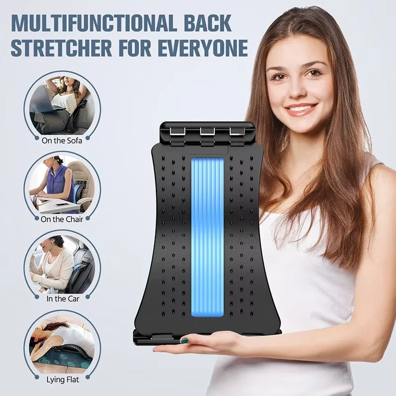 Magnetotherapy 4-Level Adjustable Back Massager Stretcher Waist Neck Fitness Lumbar Cervical Spine Support Pain Relief